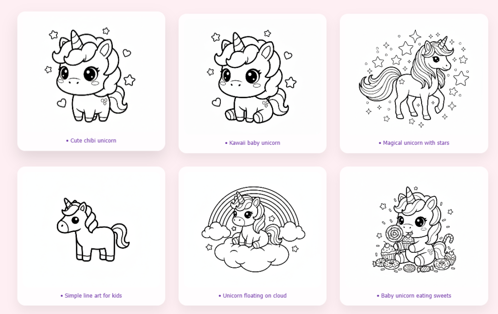 Adorable Little Unicorn Coloring Book