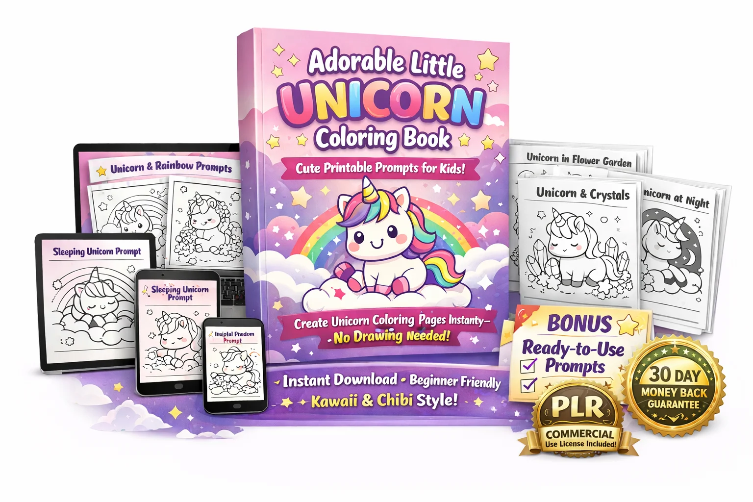 Adorable Little Unicorn Coloring Book